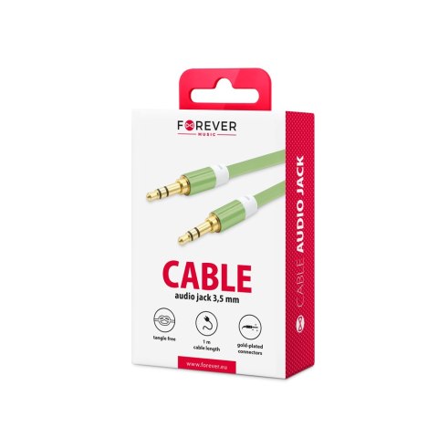 Forever kabel audio jack 3,5mm - jack 3,5mm 1,0 m zielony Forever kabel audio jack 3,5mm - jack 3,5mm 1,0 m zielony