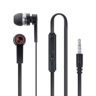 Forever słuchawki przewodowe Simple dokanałowe jack 3,5mm czarne z przełącznikiem