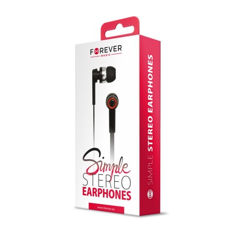 Forever słuchawki przewodowe Simple dokanałowe jack 3,5mm czarne z przełącznikiem Forever słuchawki przewodowe Simple dokanałowe jack 3,5mm czarne z przełącznikiem