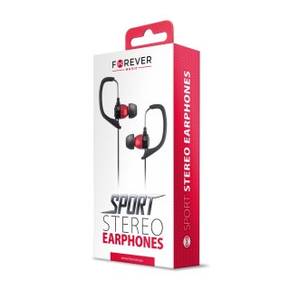 Forever słuchawki przewodowe Sport Music dokanałowe jack 3,5mm czerwone