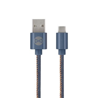Forever kabel Jeans USB - USB-C 1,0 m 2A niebieski