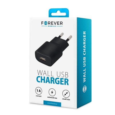 Forever ładowarka sieciowa TC-01 1x USB 1A czarna Forever ładowarka sieciowa TC-01 1x USB 1A czarna