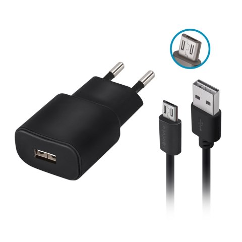 Forever ładowarka sieciowa TC-01 1x USB 2A czarna + kabel microUSB Forever ładowarka sieciowa TC-01 1x USB 2A czarna + kabel microUSB