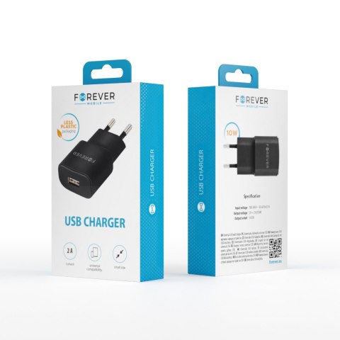 Forever ładowarka sieciowa TC-01 1x USB 2A czarna Forever ładowarka sieciowa TC-01 1x USB 2A czarna