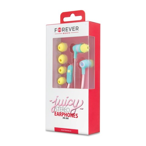Forever słuchawki przewodowe JSE-200 dokanałowe jack 3,5mm różowe pastel Forever słuchawki przewodowe JSE-200 dokanałowe jack 3,5mm różowe pastel
