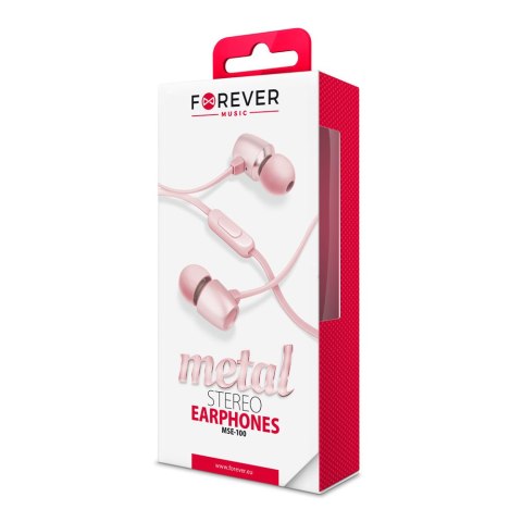 Forever słuchawki przewodowe MSE-100 dokanałowe jack 3,5mm różowo-złote Forever słuchawki przewodowe MSE-100 dokanałowe jack 3,5mm różowo-złote