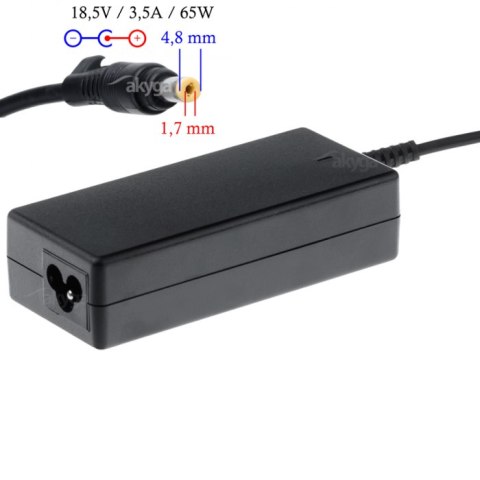 Zasilacz do laptopa Toshiba AK-ND-09 18.5V/3.54A 65W 4.8x1.7 mm HP Zasilacz do laptopa Toshiba AK-ND-09 18.5V/3.54A 65W 4.8x1.7 mm HP