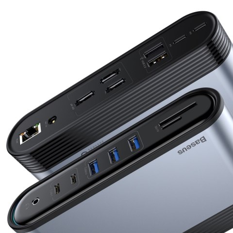 Baseus HUB Stacja robocza Three-Screen USB-C 17w1 plus zasilacz szara Baseus HUB Stacja robocza Three-Screen USB-C 17w1 plus zasilacz szara