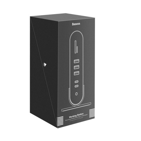 Baseus HUB Stacja robocza Three-Screen USB-C 17w1 plus zasilacz szara Baseus HUB Stacja robocza Three-Screen USB-C 17w1 plus zasilacz szara