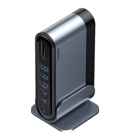 Baseus HUB Stacja robocza Three-Screen USB-C 17w1 plus zasilacz szara Baseus HUB Stacja robocza Three-Screen USB-C 17w1 plus zasilacz szara