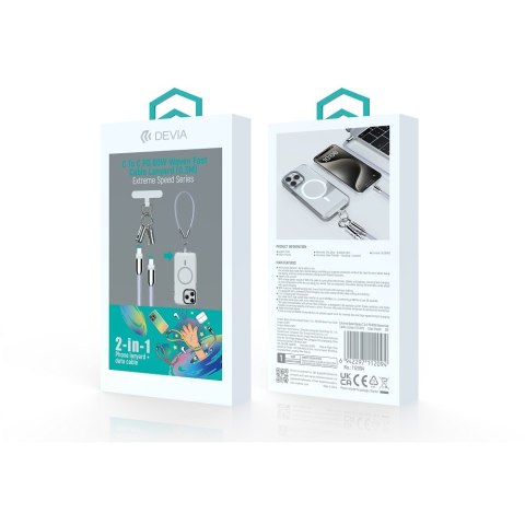Devia kabel uniwersalna smycz 2w1 PD USB-C - USB-C 0,3 m 60W lawendowy