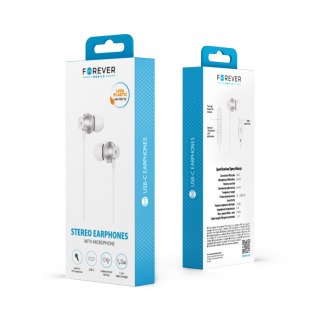 Forever słuchawki przewodowe EP-02 dokanałowe USB-C białe