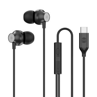 Forever słuchawki przewodowe EP-02 dokanałowe USB-C czarne