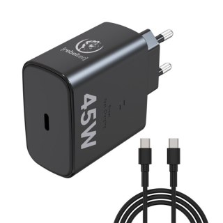 Ładowarka sieciowa Rebeltec H1045 45W z kablem USB-C na USB-C 2m czarna