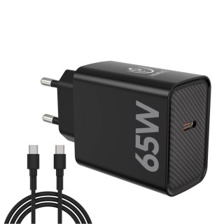 Ładowarka sieciowa Rebeltec H1065 65W z kablem USB-C na USB-C 2m czarna