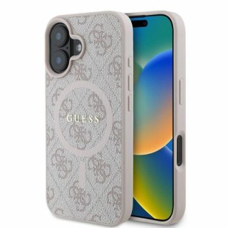 Guess nakładka do iPhone 16 6,1" GUHMP16SG4GFRP różowa hardcase 4G Ring Classic Logo MagSafe