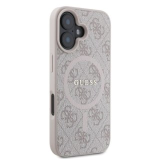 Guess nakładka do iPhone 16 6,1" GUHMP16SG4GFRP różowa hardcase 4G Ring Classic Logo MagSafe