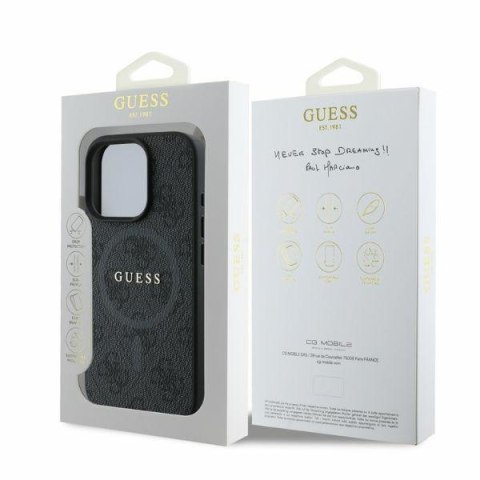 Guess nakładka do iPhone 16 Pro 6,3" GUHMP16LG4GFRK czarna hardcase 4G Ring Classic Logo MagSafe