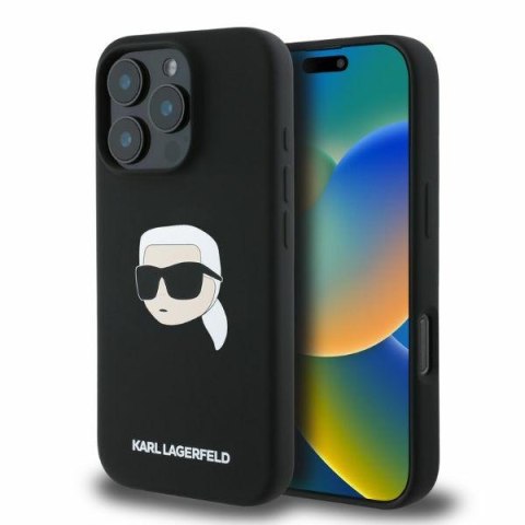 Karl Lagerfeld nakładka do iPhone 16 Pro 6,3" KLHMP16LSKHPPLK czarna hardcase Silicone KL Head Print MagSafe Karl Lagerfeld nakładka do iPhone 16 Pro 6,3" KLHMP16LSKHPPLK czarna hardcase Silicone KL Head Print MagSafe
