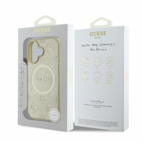 Guess nakładka do iPhone 16 6,1" GUHMP16SPSAPSMED złota hardcase Saffiano Peony Classic Logo MagSafe Guess nakładka do iPhone 16 6,1" GUHMP16SPSAPSMED złota hardcase Saffiano Peony Classic Logo MagSafe