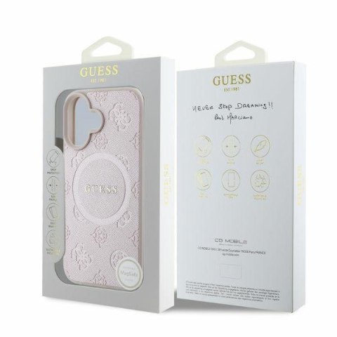 Guess nakładka do iPhone 16 6,1" GUHMP16SPSAPSMEP różowa hardcase Saffiano Peony Classic Logo MagSafe Guess nakładka do iPhone 16 6,1" GUHMP16SPSAPSMEP różowa hardcase Saffiano Peony Classic Logo MagSafe
