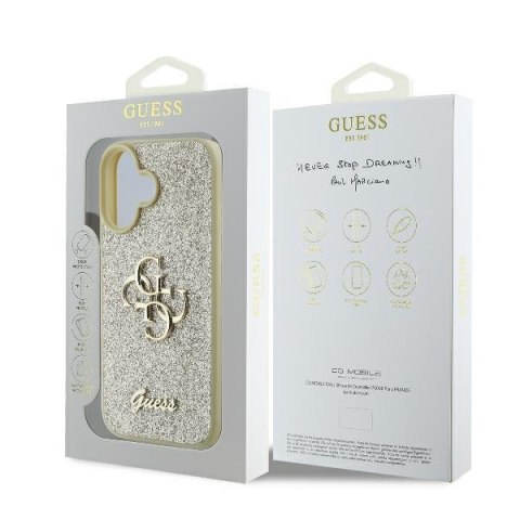 Guess nakładka do iPhone 16 Plus 6,7" GUHCP16MHG4SGD złota hardcase Fixed Glitter Big 4G