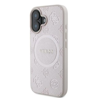 Guess nakładka do iPhone 16 Plus 6,7" GUHMP16MPSAPSMEP różowa hardcase Saffiano Peony Classic Logo MagSafe