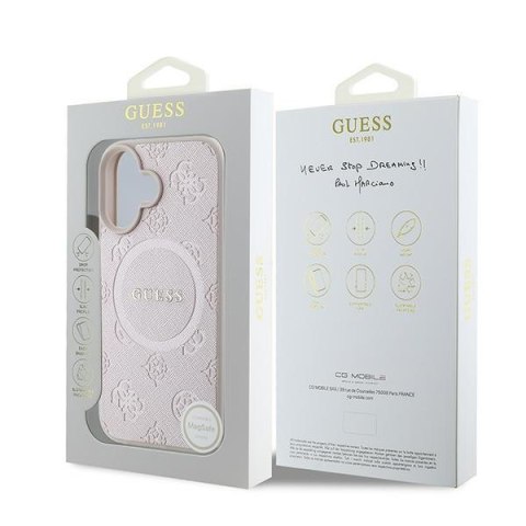 Guess nakładka do iPhone 16 Plus 6,7" GUHMP16MPSAPSMEP różowa hardcase Saffiano Peony Classic Logo MagSafe Guess nakładka do iPhone 16 Plus 6,7" GUHMP16MPSAPSMEP różowa hardcase Saffiano Peony Classic Logo MagSafe