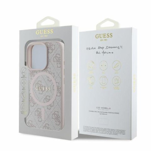 Guess nakładka do iPhone 16 Pro 6,3" GUHMP16LG4GFRP różowa hardcase 4G Ring Classic Logo MagSafe Guess nakładka do iPhone 16 Pro 6,3" GUHMP16LG4GFRP różowa hardcase 4G Ring Classic Logo MagSafe