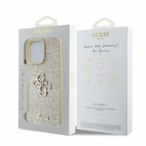 Guess nakładka do iPhone 16 Pro Max 6,9" GUHCP16XHG4SGD złota hardcase Fixed Glitter Big 4G Guess nakładka do iPhone 16 Pro Max 6,9" GUHCP16XHG4SGD złota hardcase Fixed Glitter Big 4G