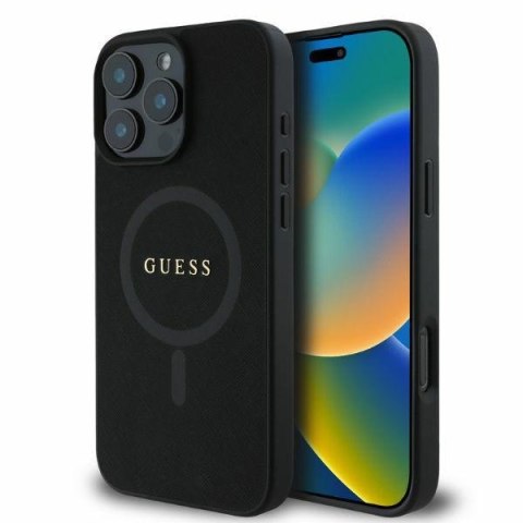 Guess nakładka do iPhone 16 Pro Max 6,9" GUHMP16XPSAHMCK czarna hardcase Saffiano Classic Logo MagSafe Guess nakładka do iPhone 16 Pro Max 6,9" GUHMP16XPSAHMCK czarna hardcase Saffiano Classic Logo MagSafe
