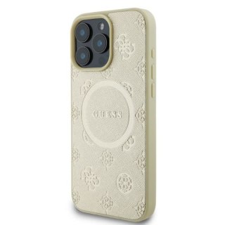 Guess nakładka do iPhone 16 Pro Max 6,9" GUHMP16XPSAPSMED złota hardcase Saffiano Peony Classic Logo MagSafe