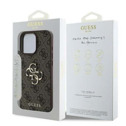 Guess nakładka 4G Big Logo do iPhone 16 Pro 6,3" GUHCP16L4GMGBR brązowa Guess nakładka 4G Big Logo do iPhone 16 Pro 6,3" GUHCP16L4GMGBR brązowa