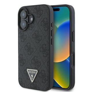 Guess nakładka Leather 4G Triangle Strass do iPhone 16 6,1" GUHCP16SP4TDPK czarna MagSafe