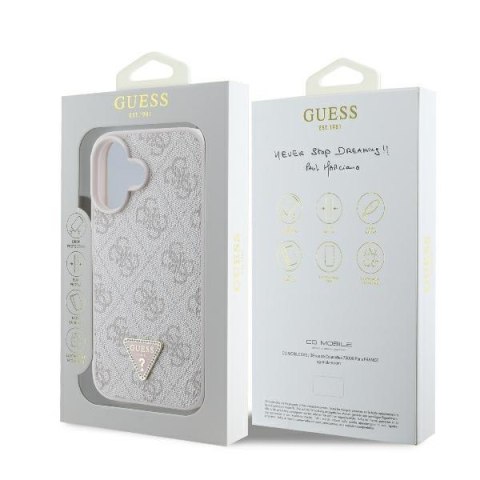 Guess nakładka Leather 4G Triangle Strass do iPhone 16 6,1" GUHCP16SP4TDPP różowa MagSafe Guess nakładka Leather 4G Triangle Strass do iPhone 16 6,1" GUHCP16SP4TDPP różowa MagSafe