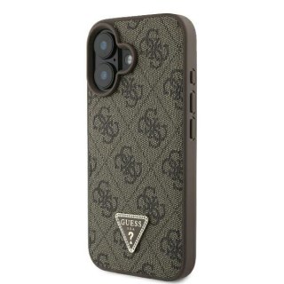 Guess nakładka Leather 4G Triangle Strass do iPhone 16 Plus 6,7" GUHCP16MP4TDPW brązowa MagSafe