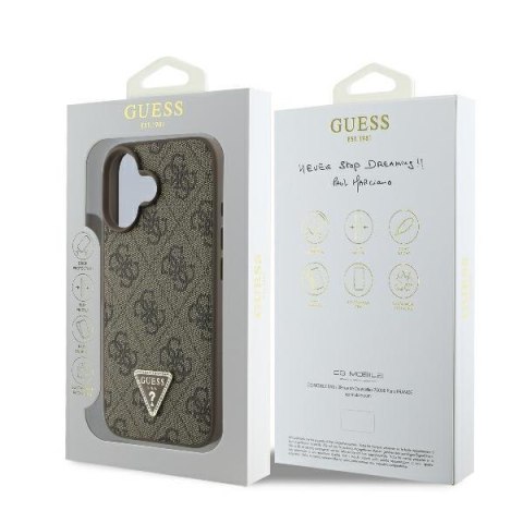Guess nakładka Leather 4G Triangle Strass do iPhone 16 Plus 6,7" GUHCP16MP4TDPW brązowa MagSafe Guess nakładka Leather 4G Triangle Strass do iPhone 16 Plus 6,7" GUHCP16MP4TDPW brązowa MagSafe