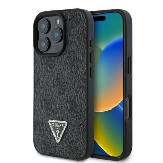 Guess nakładka Leather 4G Triangle Strass do iPhone 16 Pro 6,3" GUHCP16LP4TDPK czarna MagSafe
