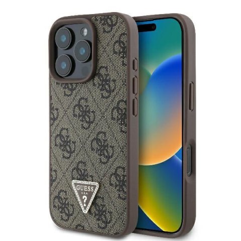 Guess nakładka Leather 4G Triangle Strass do iPhone 16 Pro 6,3" GUHCP16LP4TDPW brązowa MagSafe Guess nakładka Leather 4G Triangle Strass do iPhone 16 Pro 6,3" GUHCP16LP4TDPW brązowa MagSafe
