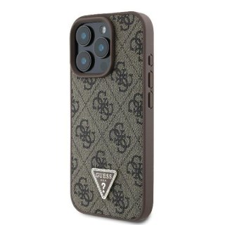 Guess nakładka Leather 4G Triangle Strass do iPhone 16 Pro 6,3" GUHCP16LP4TDPW brązowa MagSafe