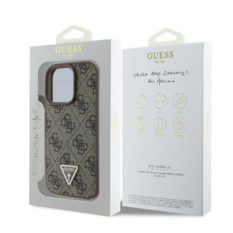 Guess nakładka Leather 4G Triangle Strass do iPhone 16 Pro 6,3" GUHCP16LP4TDPW brązowa MagSafe Guess nakładka Leather 4G Triangle Strass do iPhone 16 Pro 6,3" GUHCP16LP4TDPW brązowa MagSafe