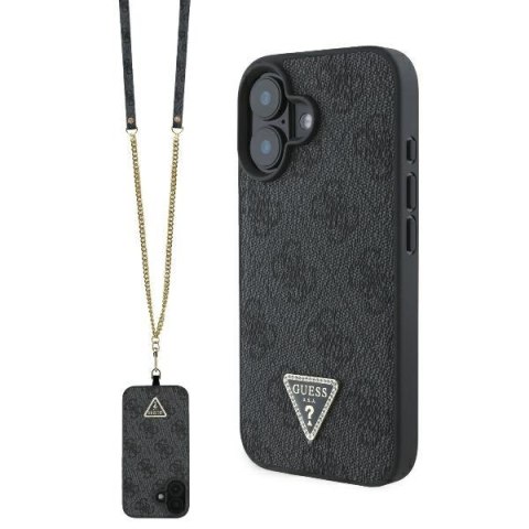 Guess nakładka Leather Metal Logo Strass Crossbody do iPhone 16 6,1" GUHCP16SP4TDSCPK czarna Guess nakładka Leather Metal Logo Strass Crossbody do iPhone 16 6,1" GUHCP16SP4TDSCPK czarna