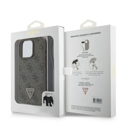 Guess nakładka Leather Metal Logo Strass Crossbody do iPhone 16 Pro Max 6,9" GUHCP16XP4TDSCPW brązowa Guess nakładka Leather Metal Logo Strass Crossbody do iPhone 16 Pro Max 6,9" GUHCP16XP4TDSCPW brązowa