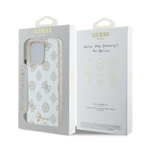 Guess nakładka Peony Script Logo do iPhone 16 Pro Max 6,9" GUHMP16XPGPYSH biała MagSafe