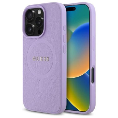 Guess nakładka Saffiano do iPhone 16 Pro Max 6,9" GUHMP16XPSAHMCU fioletowa MagSafe Guess nakładka Saffiano do iPhone 16 Pro Max 6,9" GUHMP16XPSAHMCU fioletowa MagSafe