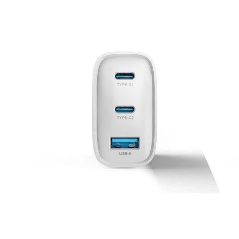 Devia ładowarka sieciowa Extreme PD GaN 65W 2x USB-C 1x USB biała + kabel USB-C - USB-C do laptopa Devia ładowarka sieciowa Extreme PD GaN 65W 2x USB-C 1x USB biała + kabel USB-C - USB-C do laptopa