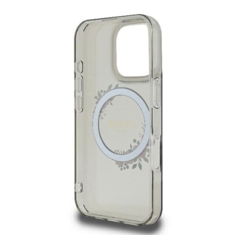 Guess nakładka do iPhone 16 Pro 6,3" GUHMP16LHFWFCK IML Flowers Wreath czarna MagSafe