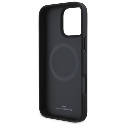 BMW nakładka do iPhone 16 Pro 6,3" BMHMP16L23RDCLG Hardcase Sign Leather Textured and Line MagSafe szara