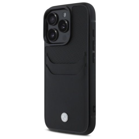 BMW nakładka do iPhone 16 Pro Max 6,9" BMHCP16X22RSEPK Hardcase Sign Leather Cardslot czarna