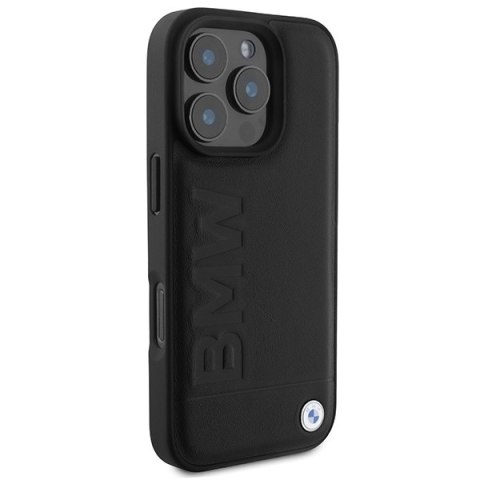 BMW nakładka do iPhone 16 Pro Max 6,9" BMHCP16XSLLBK Hardcase Leather Hot Stamp czarna